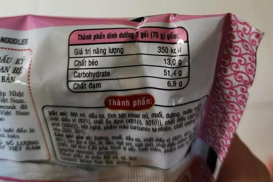 1 gói mì Hảo Hảo bao nhiêu calo